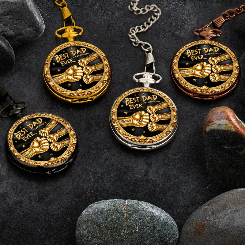 Gift For Father,Gift For Grandpa,Gift For Men,Happy,Independence Day - 3D Metal Effect Best Dad Grandpa Ever - Personalized Pocket Watch