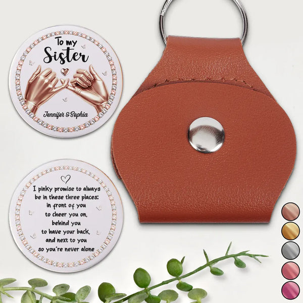 Gift For Bestie,Gift For Sisters,Gift For Women,Happy,Top Market - 3D Metal Effect Besties Unbreakable Bond - Personalized Leather Pocket Hug