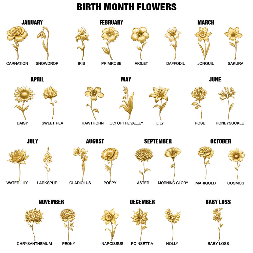 23.12.2025 - Gold Birth Month Flower Infinity