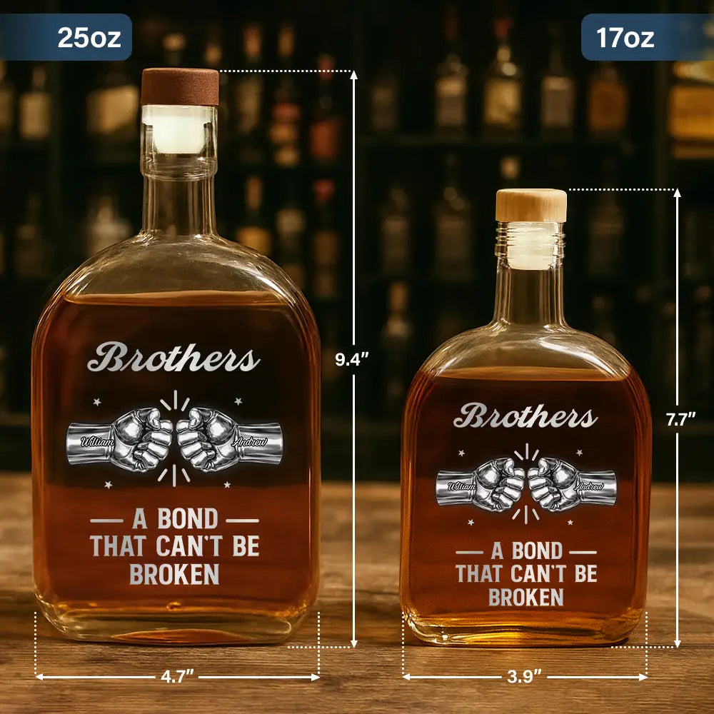 Gift For Brothers,Gift For Father,Gift For Men,Happy,Gift For Sisters,Gift For Women,Gift For Sibling,Cousin - 3D Metal Effect Brothers A Bond That Can't Be Broken - Personalized Whiskey Bottle