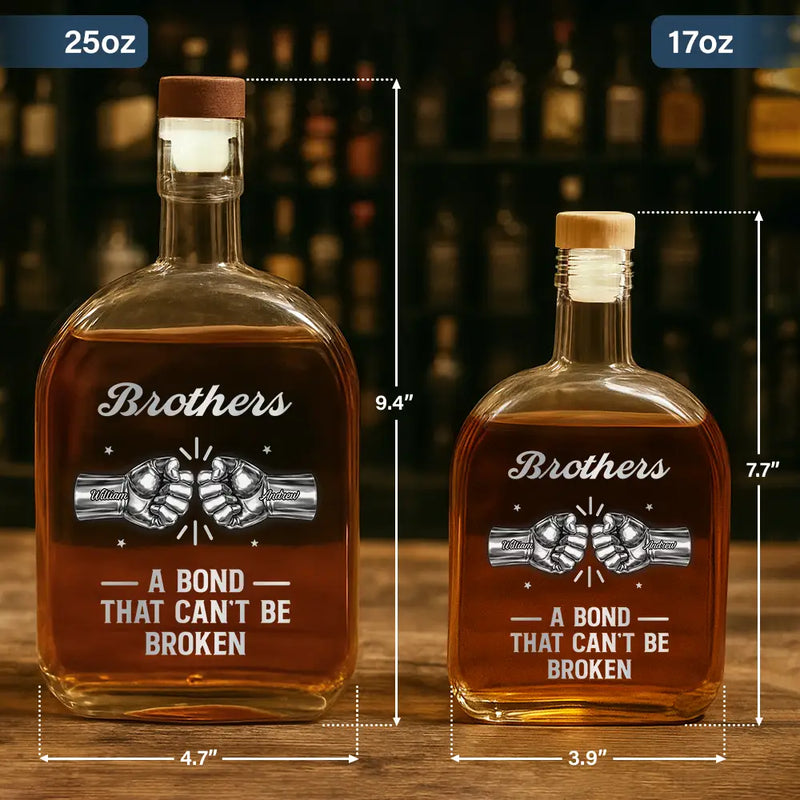 Gift For Brothers,Gift For Father,Gift For Men,Happy,Gift For Sisters,Gift For Women,Gift For Sibling,Cousin - 3D Metal Effect Brothers A Bond That Can't Be Broken - Personalized Whiskey Bottle