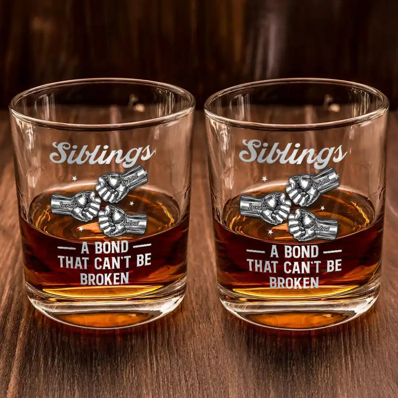 Gift For Brothers,Gift For Father,Gift For Men,Happy,Gift For Sisters,Gift For Women,Gift For Sibling,Cousin - 3D Metal Effect Brothers A Bond That Can't Be Broken - Personalized Whiskey Glass