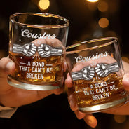 Gift For Brothers,Gift For Father,Gift For Men,Happy,Gift For Sisters,Gift For Women,Gift For Sibling,Cousin - 3D Metal Effect Brothers A Bond That Can't Be Broken - Personalized Whiskey Glass