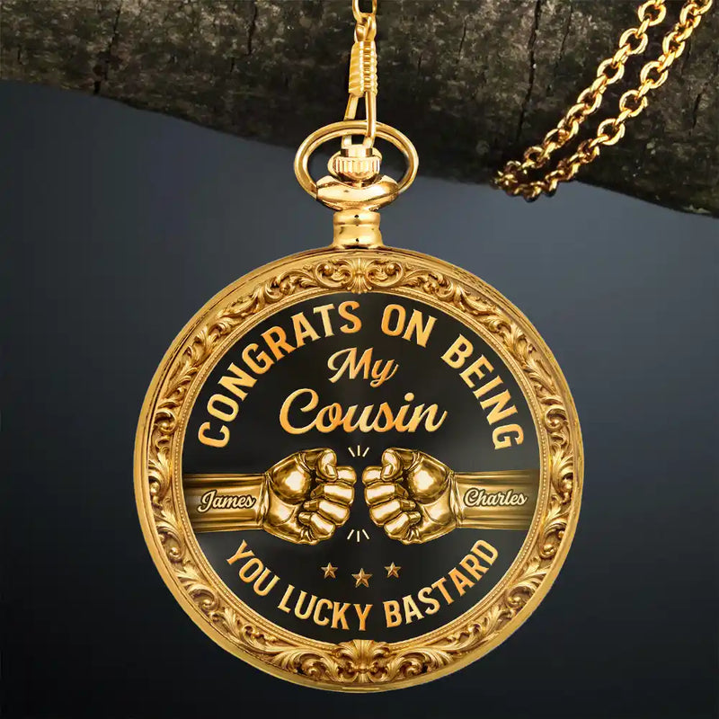 Gift For Brothers,Gift For Sibling,Cousin,Gift For Men,Happy,Gift For Husband,Gift For Son,Gift For Grandkids - 3D Metal Effect Congrats On Being My Brother - Personalized Pocket Watch