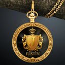 Gift For Men,Gift For Father,Gift For Brothers,Gift For Grandpa,Gift For Sibling,Cousin,Happy - 3D Metal Effect Gold Silver Monogram - Personalized Pocket Watch