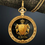 Gift For Men,Gift For Father,Gift For Brothers,Gift For Grandpa,Gift For Sibling,Cousin,Happy - 3D Metal Effect Gold Silver Monogram - Personalized Pocket Watch
