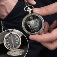 Gift For Men,Gift For Father,Gift For Brothers,Gift For Grandpa,Gift For Sibling,Cousin,Happy - 3D Metal Effect Gold Silver Monogram - Personalized Pocket Watch