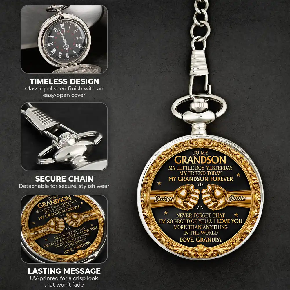 Gift For Son, Gift For Grandkids, Gift For Men, Happy, Top Market - 3D Metal Effect My Son Forever - Personalized Pocket Watch