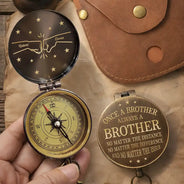 Gift For Brothers, Gift For Sibling, Cousin, Gift For Men, Happy - 3D Metal Effect Once A Brother Always A Brother - Personalized Engraved Brass Compass