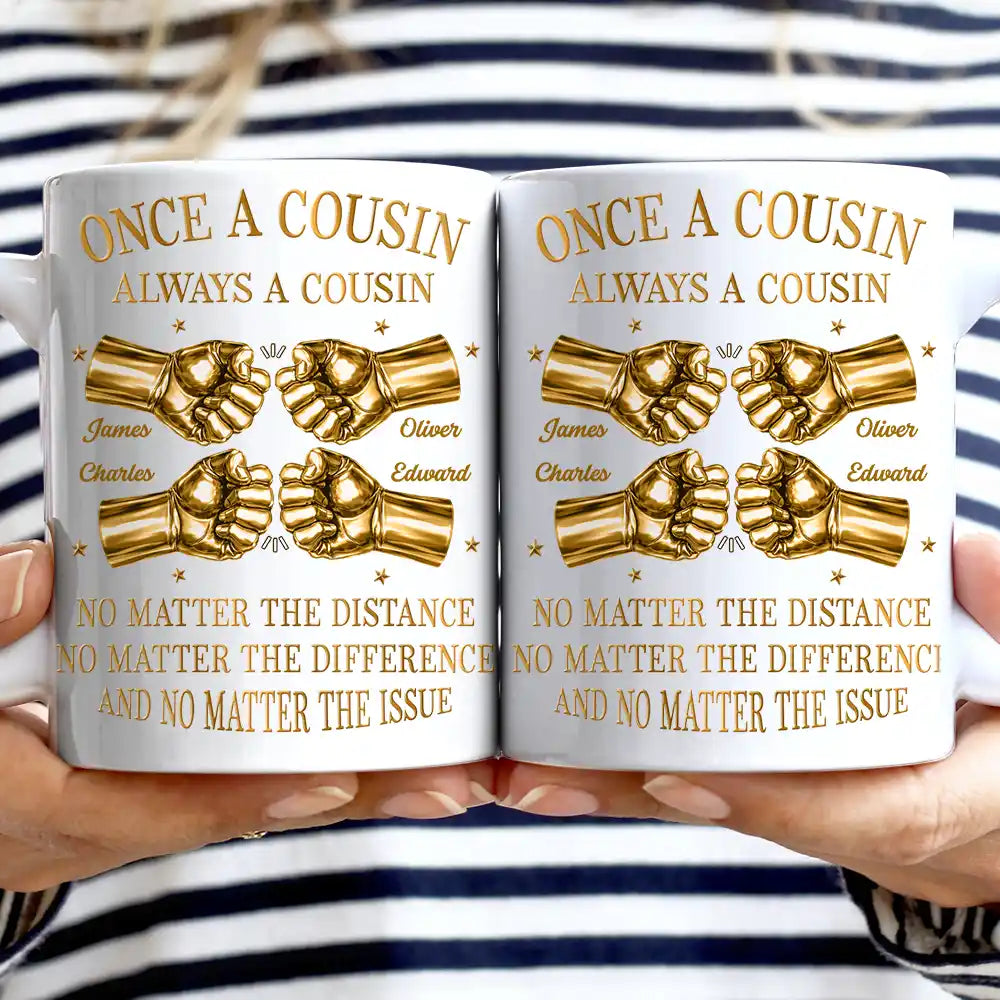 Gift For Brothers,Gift For Sibling,Cousin,Gift For Men,Happy - 3D Metal Effect Once A Brother Always A Brother - Personalized Mug