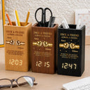 Gift For Brother,Gift For Sibling,Gift For Cousin,Grateful,Custom Text - 3D Metal Effect Once A Brother Always A Brother - Personalized Pen Holder With Clock