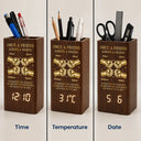 Gift For Brother,Gift For Sibling,Gift For Cousin,Grateful,Custom Text - 3D Metal Effect Once A Brother Always A Brother - Personalized Pen Holder With Clock