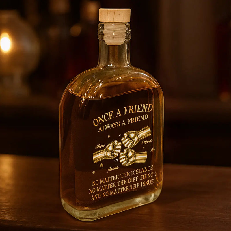 Gift For Brothers,Gift For Sibling,Cousin,Gift For Men,Happy - 3D Metal Effect Once A Brother Always A Brother - Personalized Whiskey Bottle