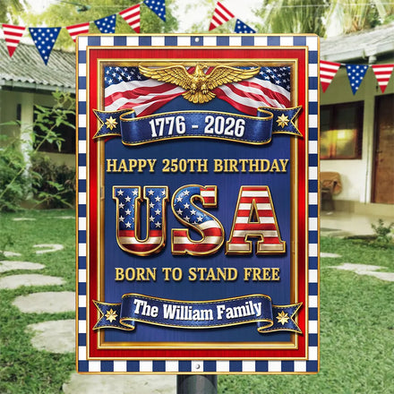 3D Metal Effect USA 250Th Birthday - Personalized Classic Metal Signs