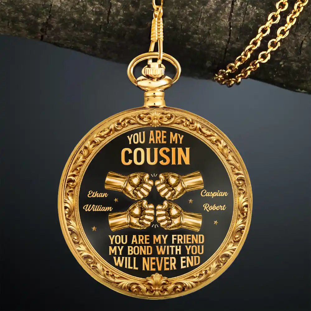 Gift For Brothers, Gift For Sibling, Cousin, Gift For Men, Happy - 3D Metal Effect You Are My Brother My Friend - Personalized Pocket Watch