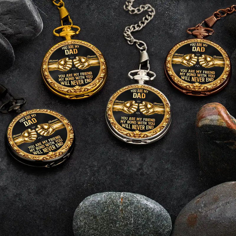 Gift For Brothers, Gift For Sibling, Cousin, Gift For Men, Happy - 3D Metal Effect You Are My Brother My Friend - Personalized Pocket Watch