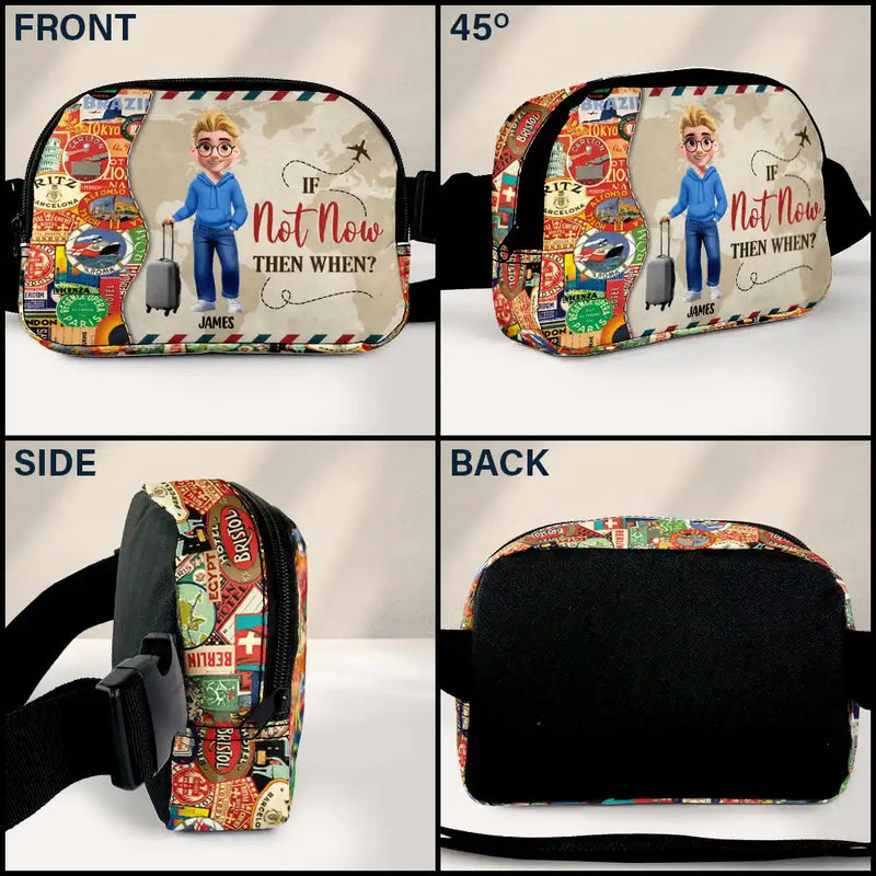 Gift For Yourself,Gift For Men,Gift For Women,Travel,Happy - 3D Person And So The Adventure Begins Travel Lover - Personalized Crossbody Belt Bag