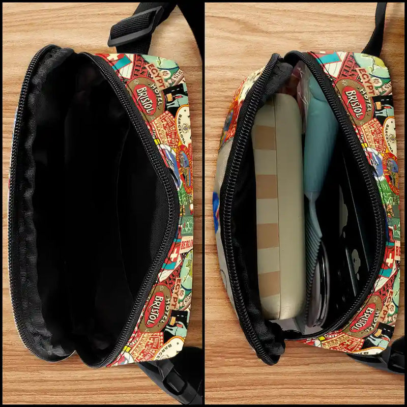 Gift For Yourself,Gift For Men,Gift For Women,Travel,Happy - 3D Person And So The Adventure Begins Travel Lover - Personalized Crossbody Belt Bag