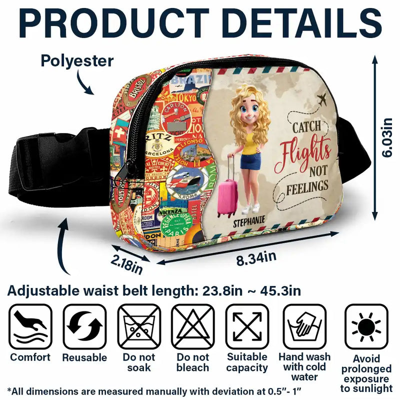 Gift For Yourself,Gift For Men,Gift For Women,Travel,Happy - 3D Person And So The Adventure Begins Travel Lover - Personalized Crossbody Belt Bag