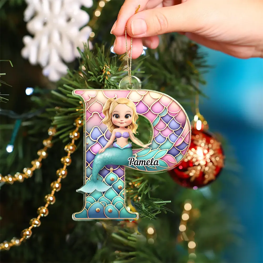 Gift For Kids,Gift For Grandkids,Happy,Christmas - 3D Race Car Truck Dinosaur Mermaid Alphabet - Personalized Custom Shaped Acrylic Ornament