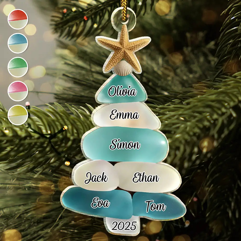 3D Sea Glass Christmas Tree - Personalized Custom Shaped Acrylic Ornament