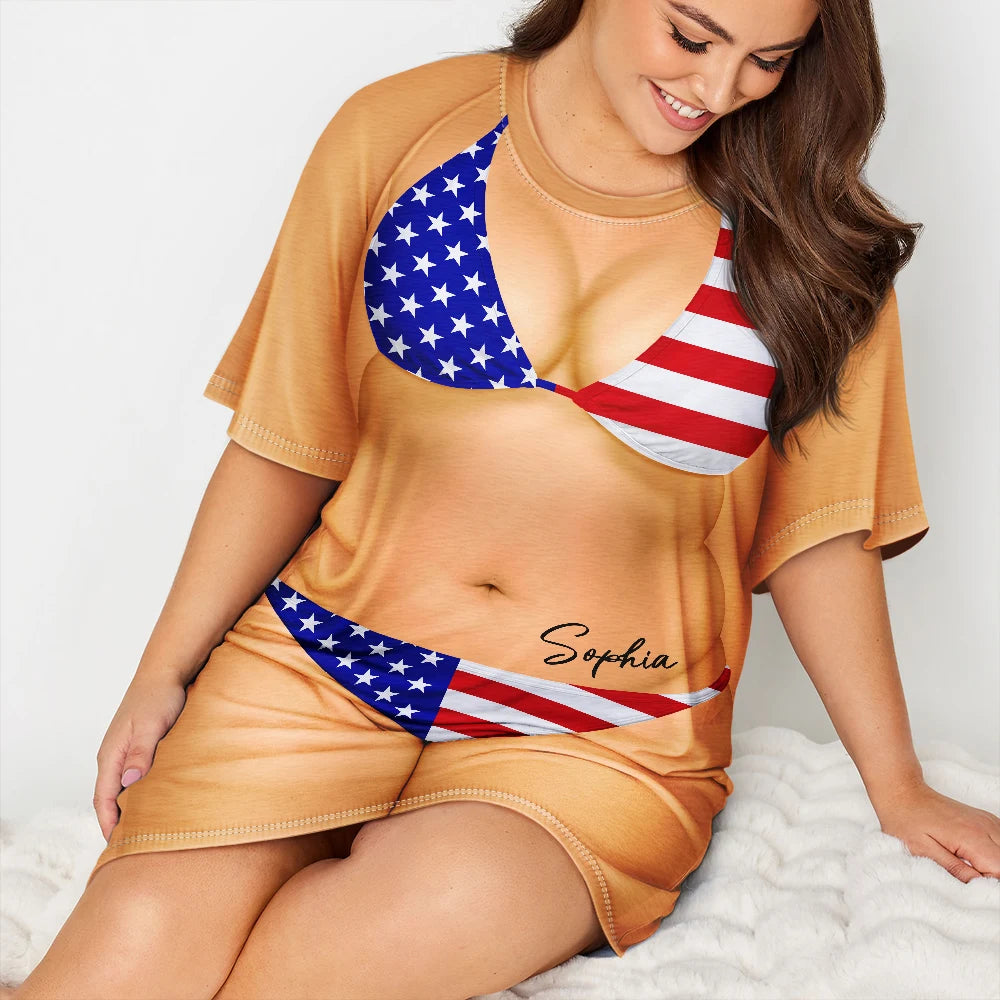 Humorous, Gift For Yourself, Summer, Gift For Women, Icon - 3D Sexy Body Bikini - Personalized Women's Sleep Tee