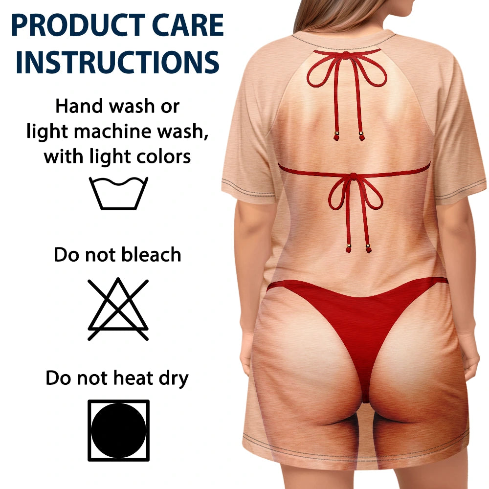 Humorous, Gift For Yourself, Summer, Gift For Women, Icon - 3D Sexy Body Bikini - Personalized Women's Sleep Tee