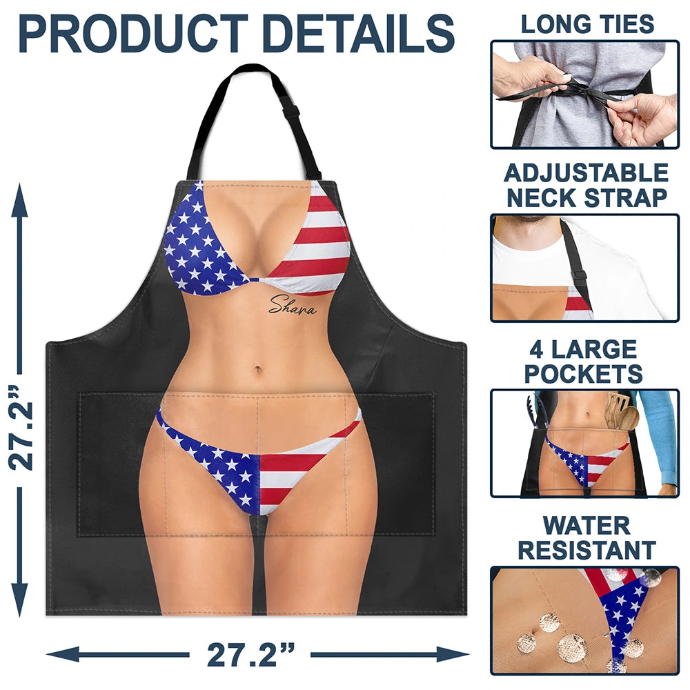 Humorous, Gift For Yourself, Summer, Gift For Women, Icon - 3D Sexy Body Bikini Summer - Personalized Apron