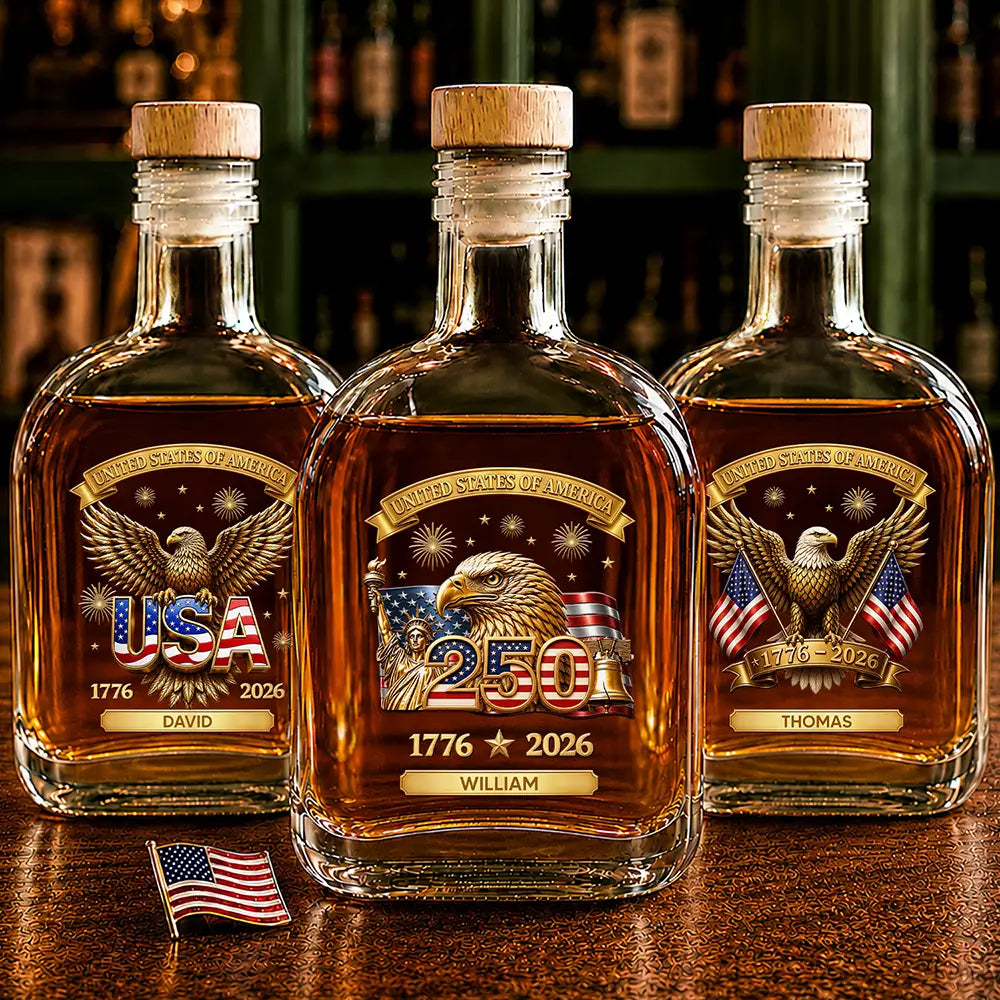 3D Effect America 250th Anniversary - Personalized Whiskey Bottle