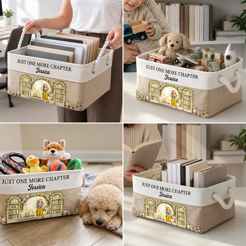 Reading,Gift For Yourself,Gift For Women,Vector,Happy - 3D Effect Just A Girl Who Loves Books - Personalized Storage Basket