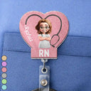Nurse,Gift For Women,Gift For Men,Happy,Gift For Yourself,Vector - 3D Effect Nurse Job Title Heart - Personalized Badge Reel