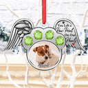 Pet Lovers,Custom Photo,Christmas,Sad - Custom Photo You Left A Paw Print On My Heart Printed Gemstones - Personalized Metal Ornament