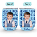 Graduation,Happy,Photo,Proud - Custom Photo Senior Vintage Portrait - Personalized Wine Tumbler