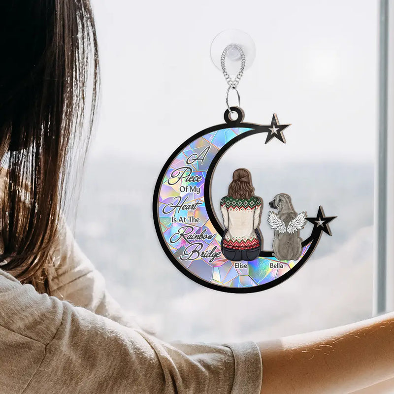 Pet Lovers,Pet Mom,Memorial,Love - Pet Memorial Dog Cat At The Rainbow Bridge - Personalized Window Hanging Suncatcher Ornament