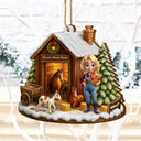 Farm, Gift For Yourself, Christmas, Gift For Women, Gift For Men, Happy - 3D Effect Christmas Horse Farm - Personalized Custom Shaped Wooden Ornament