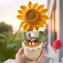 Family,Memorial,Custom Photo,Love - Custom Photo Memorial Look For Me In The Sunshine - Personalized Crochet Plant Pot