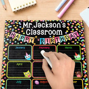 Teacher,Happy - Teacher Classroom Cute Birthday Month Board - Personalized School Sign