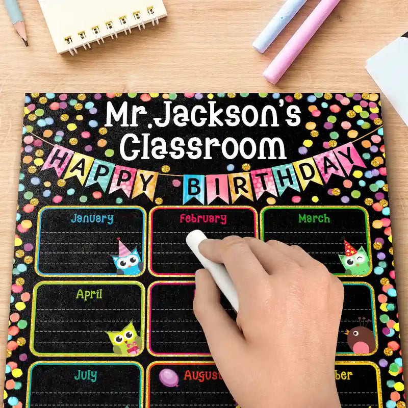 Teacher,Happy - Teacher Classroom Cute Birthday Month Board - Personalized School Sign