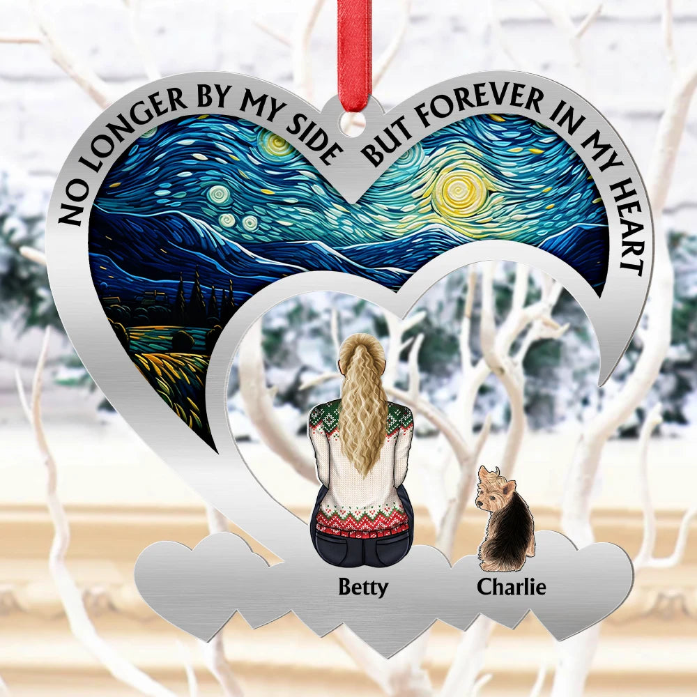 Pet Lovers,Dog Lovers,Cat Lovers,Sad,Christmas - Flower Field You Left Paw Prints Forever On My Heart - Personalized Metal Ornament