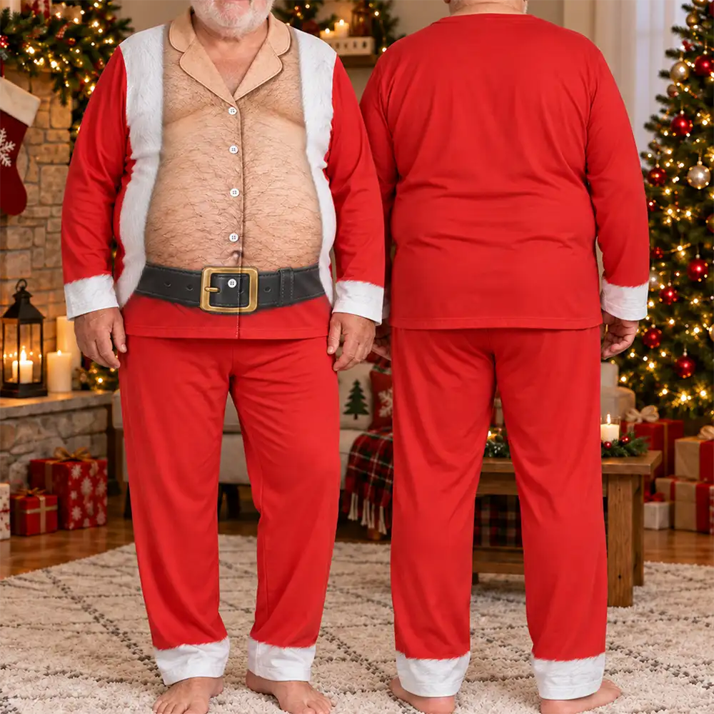 Funny Hairy Muscle Body Christmas Gift For Husband - Personalized Long Pajamas Set