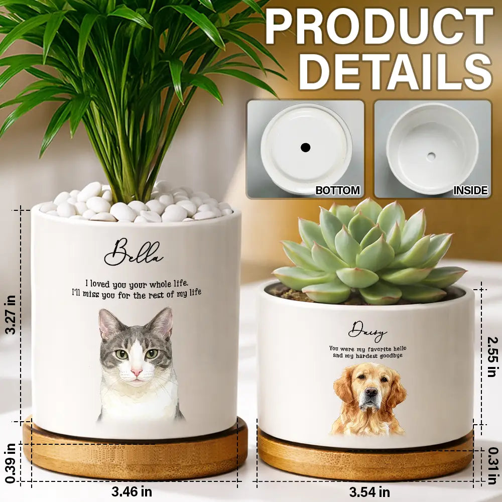 Memorial,Dog Lovers,Pet Lovers,Cat Lovers,Non-Eng,Photo - Watercolor (remove BG),Healing - Custom Photo Realistic Watercolor Art Memorial Dog Cat If Love Alone Could Have Kept You Here - Personalized Ceramic Plant Pot