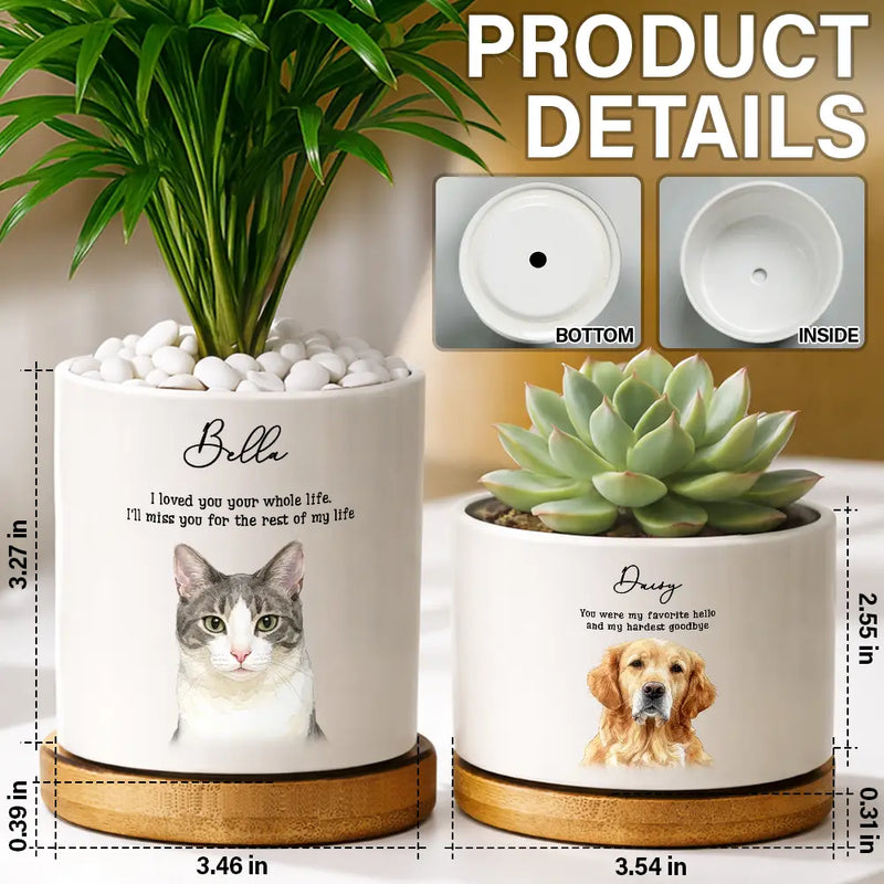 Memorial,Dog Lovers,Pet Lovers,Cat Lovers,Non-Eng,Photo - Watercolor (remove BG),Healing - Custom Photo Realistic Watercolor Art Memorial Dog Cat If Love Alone Could Have Kept You Here - Personalized Ceramic Plant Pot