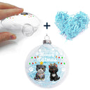 Cat Lovers, Christmas, Funny - Meowy Catmas Funny 3D Effect Cats - Personalized Clear Flat Ball Ornament