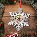 Family, Custom Photo, Christmas, Happy - Custom Photo Snowflake For Family, Bestie, Pet Lover - Personalized Metal Ornament