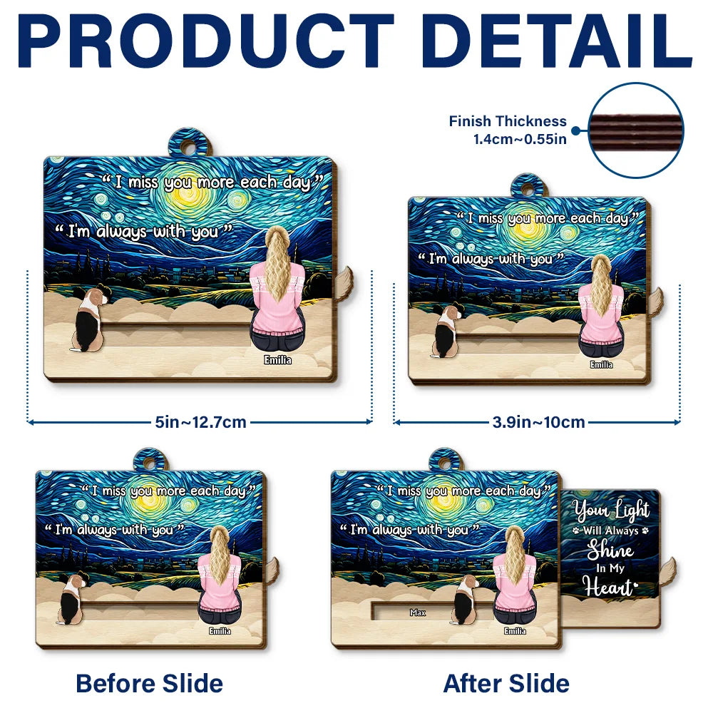 Pet Lovers,Pet Mom,Pet Dad,Christmas,Love,Memorial - My Hardest Goodbye I Miss You Memorial Dog Cat - Personalized Wooden Slide Ornament