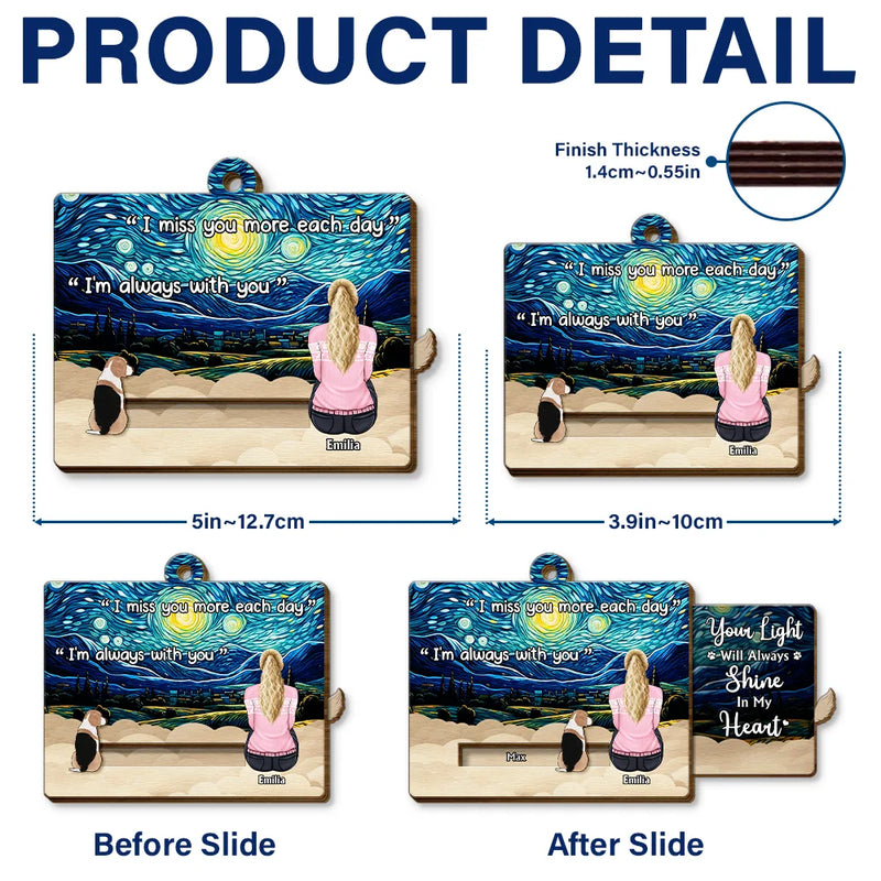 Pet Lovers,Pet Mom,Pet Dad,Christmas,Love,Memorial - My Hardest Goodbye I Miss You Memorial Dog Cat - Personalized Wooden Slide Ornament