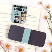 Dog Lovers, Cat Lovers ,Pet Lovers, Funny - You Pawsed Here 3D Effect Dog Cat - Personalized Leather Magnetic Bookmark