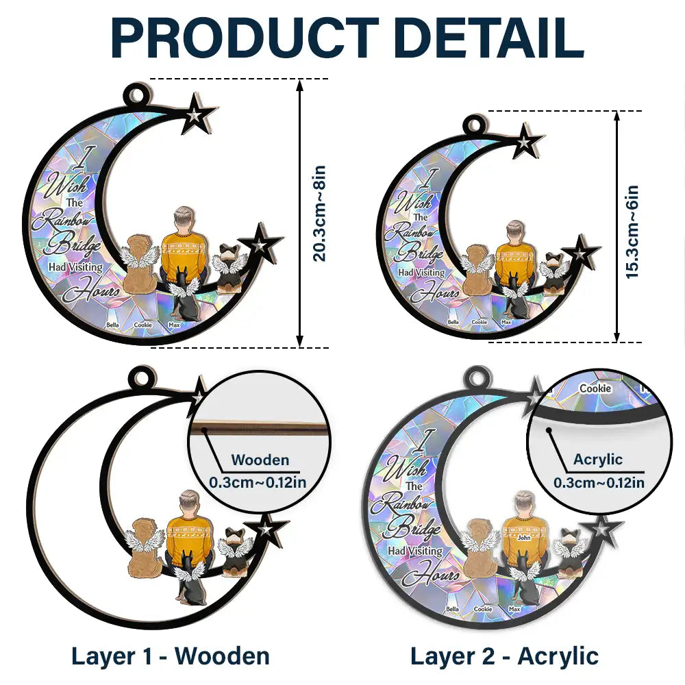 Pet Lovers,Pet Mom,Memorial,Love - Pet Memorial Dog Cat At The Rainbow Bridge - Personalized Window Hanging Suncatcher Ornament