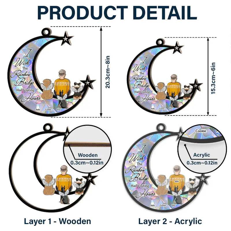 Pet Lovers,Pet Mom,Memorial,Love - Pet Memorial Dog Cat At The Rainbow Bridge - Personalized Window Hanging Suncatcher Ornament