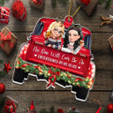Gift For Bestie, Christmas, Love - A Journey Without An End 3D Effect Bestie Red Truck - Personalized Custom Shaped Acrylic Ornament